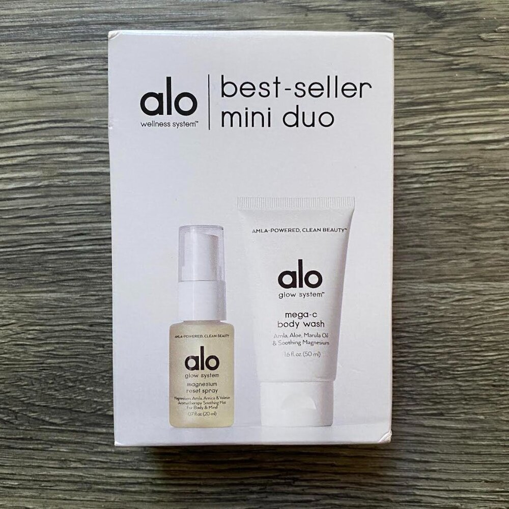 ALO Yoga Magnesium Reset Spray & Mega-C Body Wash Mini Duo Set Brand New